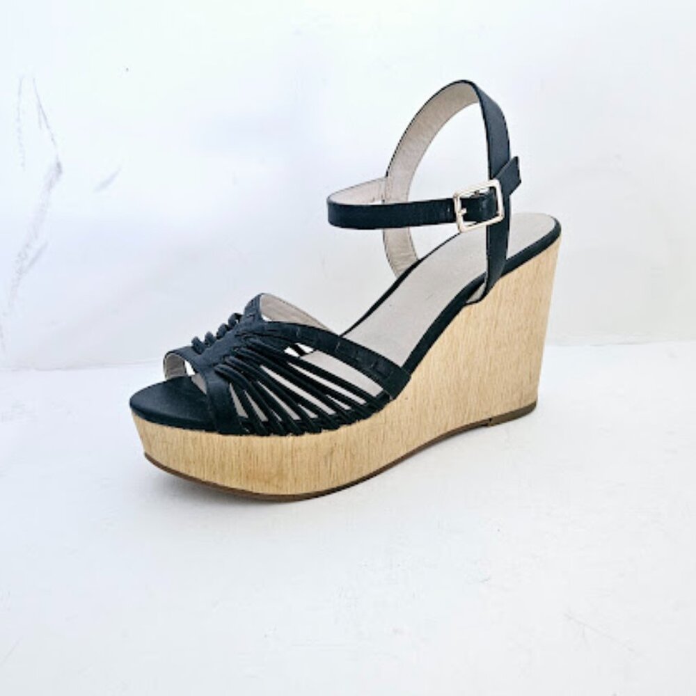 Seychelles East Los Angeles 1984  Women’s Wedge Leather Black  Sandals Size 9